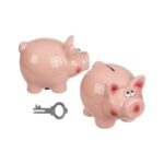 Κεραμικός Κουμπαράς σε σχήμα Γουρουνάκι με Κλειδί, 15, 5 x 11, 5 cm Money Box