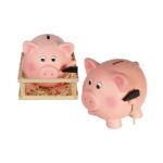 Κουμπαράς, Jumbo Γουρούνι με Σφυρί, 21 x 16 cm, terracotta σε ξύλινο κουτί Money Box