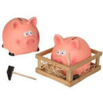 Κεραμικός Κουμπαράς Γουρουνάκι με Σφυρί- 14 x 12 cm Money Box