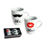 Κούπα Πορσελάνης Mr & Mrs,10 x 8 cm σετ 2 τμχ. (Valentine's Day)