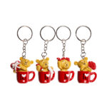 Μεταλλικό μπρελόκ, αρκουδάκι σε κούπα, από πολυρεζινη 4 cm 24/display (Valentine's Day) KEYCHAIN