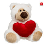 Λευκό Λούτρινο Αρκουδάκι με Καρδιά 15 cm (Valentine's Day)