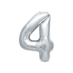 Ασημένιο Μπαλόνι Αλουμινόχαρτου, Αριθμός 4, 80 εκ., Ξαναγεμιζόμενα