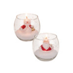 Κερί σε γυαλί, Χιονάνθρωπος και Άγιος Βασίλης, 8 x 8 cm 9τεμ./display