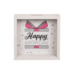 Ξύλινος Κουμπαράς , Happy Birthday, 20 x 20 cm Money Box