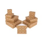 Χάρτινο κουτί δώρου Kraft, flower rank, 22,5 x 22,5 x 8 cm, σετ 8 -  Packaging