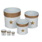 Μεταλλική γλάστρα σε λευκό, Star, με κορδόνι διακόσμηση CHRISTMAS