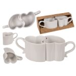 Κούπα σε σχήμα καρδιάς, 9 x 9 cm, 250 ml, stoneware, Σετ 2 (Valentine's Day)