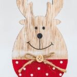 Χριστουγεννιάτικο Ξύλινο Διακοσμητικό Τάρανδος Santa (9*16Εκ) CHRISTMAS