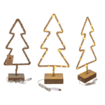 Χριστουγεννιάτικο μεταλλικό Δεντράκι με σχοινί και LED σε ξύλινη βάση CHRISTMAS