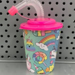 Ποτήρι Με Καπάκι Και Καλαμάκι Μονόκερος 250ml