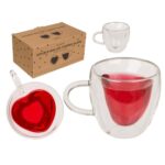 Γυάλινη κούπα διπλού τοιχώματος με σχήμα καρδιάς, 10,4 x 9,5 cm, 240 ml (Valentine's Day)