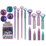 Στυλό με μεταλλικό φινίρισμα, με καπάκι σε σχήμα διαμαντιού σε 4  χρώματα. 24 τμx/συσκευασία.