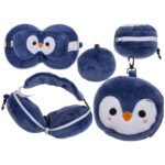 Μαξιλάρι αυχένα για παιδιά με μάσκα ματιών, Penguin, περ. 14 x 14 x 10 cm