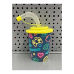 3D Πλαστικό Ποτήρι Με Καλαμάκι Και Καπάκι Σε Σχέδιο Gamer 400Ml gaming