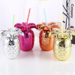 Πλαστικό ποτήρι σε σχήμα ανανά με καλαμάκι, Πολύχρώμο 400ml