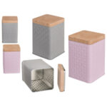 Ορθογώνιο τσίγκινο κουτί με κάλυμμα από μπαμπού, 10,7 x 16 εκ., 2 χρώματα