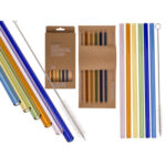 Γυάλινο καλαμάκι με βούρτσα καθαρισμού, 20 cm, Ποικιλία σε 6 χρώματα