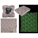 Λούτρινη κουβέρτα που λάμπει στο σκοτάδι, σχέδιο Μονόκερος 130 x 150 cm, 100% πολυεστέρας