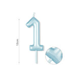 Κερί Νούμερο 1, Μπλε, 12 cm