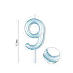 Κερί Νούμερο 9, Μπλε, 12cm