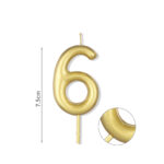 Κερί Νούμερο 6, Χρυσό, 7,5 εκ.