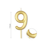 Κερί Νούμερο 9, Χρυσό, 7,5 εκ.