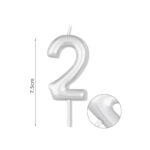 Κερί Νούμερο 2, Ασημί, 7,5 εκ.