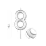 Κερί Νούμερο 8, Ασημί, 7,5 εκ.