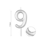 Κερί Νούμερο 9, Ασημί, 7,5 εκ.