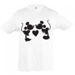 Παιδικό λευκό T-shirt Mickey Minnie Kiss ΟΕΜ