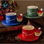 Χριστουγεννιάτικη Κούπα με κουταλάκι και πιατάκι σε 3 χρώματα 250ml CHRISTMAS