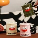 Κεραμική Κούπα Ντενεκές "So Happy" με Καπάκι σε 3 χρώματα 400ml