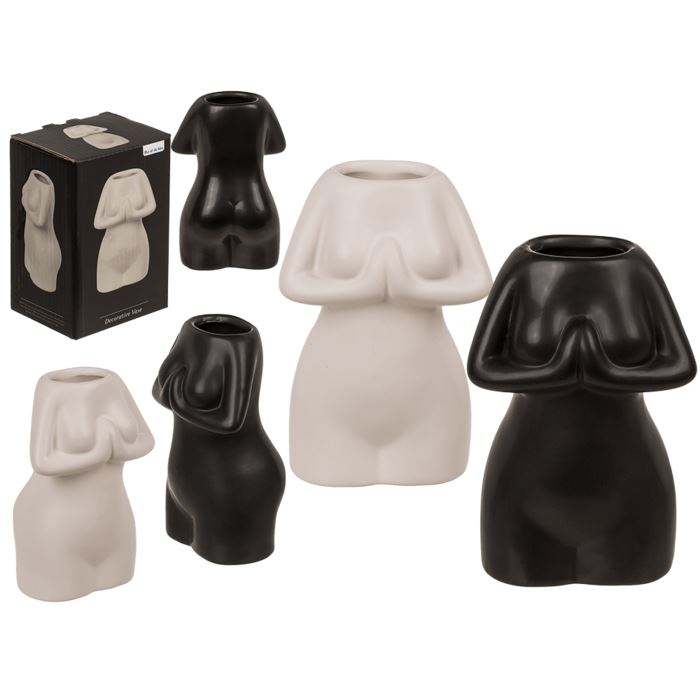 4029811476572.jpg Κεραμικό βάζο, Γυναικείο σώμα,8,5 x 6,5 x 12,5 εκ, 175 ml, 2 χρώματα - Image 1