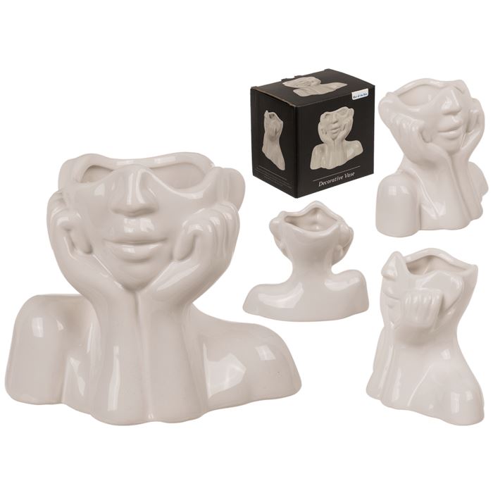 4029811476596.jpg Κεραμικό βάζο, πρόσωπο,14 x 7 x 11,5 εκ, 200 ml - Image 1