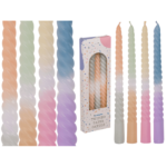 Twisted taper candle with colour gradient, Pastel