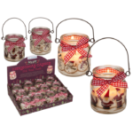 Χριστουγεννιάτικο κερί σε βαζάκι με μεταλλικό χερούλι ca. 6 x 6, 5 cm CHRISTMAS