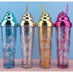 Κύπελλο Glitter με καπάκι παγωτού διπλής στρώσης