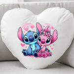Μαξιλάρι Καρδιά 36cm Φιγούρα S και Έιντζελ καρδιές