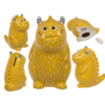 Κεραμικός Κουμπαράς Κίτρινο Τερατάκι 13 x 15 cm Money Box