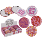 Καθρέφτης τσέπης σε στρογγυλό σχήμα, Love, 7,5 x 8 εκ.