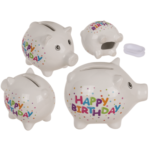 Κουμπαράς Happy birthday, ca. 8,8 cm. Money Box