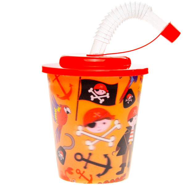 Ποτήρι Με Καπάκι Και Καλαμάκι Πειρατής 250ml