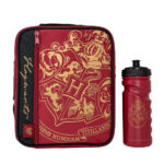 Harry Potter 2 PKT Lunchbag with Bottle - Burgundy- Crest & Customise Licensed