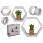 Λευκό ξύλινο ράφι, 6 τετράγωνα, σετ 2 τεμαχίων, 23 x 20 x 9 εκ. & 18 x 15,5 x 9 εκ.