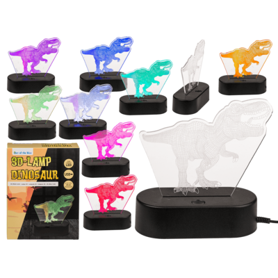 3D Νυχτερινό Φωτάκι T-Rex, 20 εκ, με Καλώδιο USB