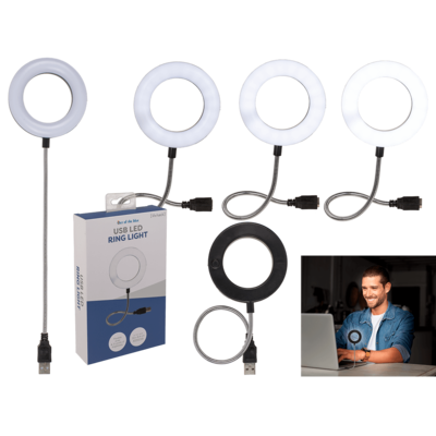 Δακτύλιος φωτισμού LED USB, με 3 εντάσεις, Μ: περίπου 33 cm, Π: περίπου 8,4 cm, σε συσκευασία δώρου