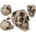 Κουμπαράς με κλειδαριά, νεκροκεφαλή  με αράχνες,  περίπου 14 x 9,5 x 11,5 cm,Halloween Money Box