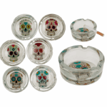 Γυάλινο τασάκι, Χρωματιστό Κρανίο, 8 x 4 εκ.