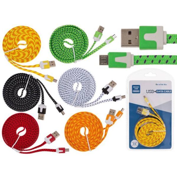 Πολύχρωμο USB Καλώδιο φόρτισης με micro USB, 2 m